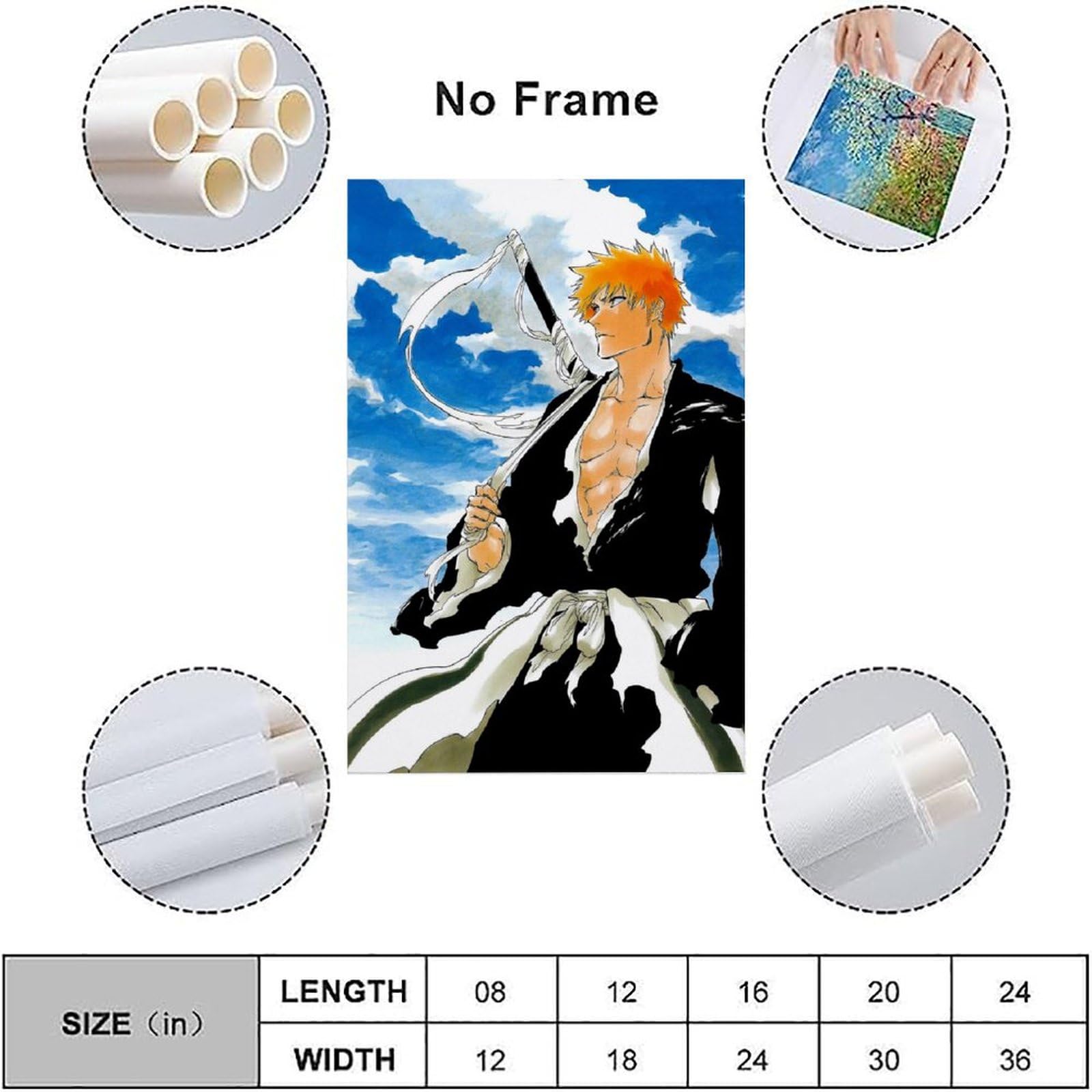 Amazon.com: ZJIZOU Bleach Kurosaki Ichigo Anime Art Poster, Music